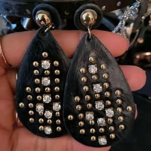Leather studded statement earrings